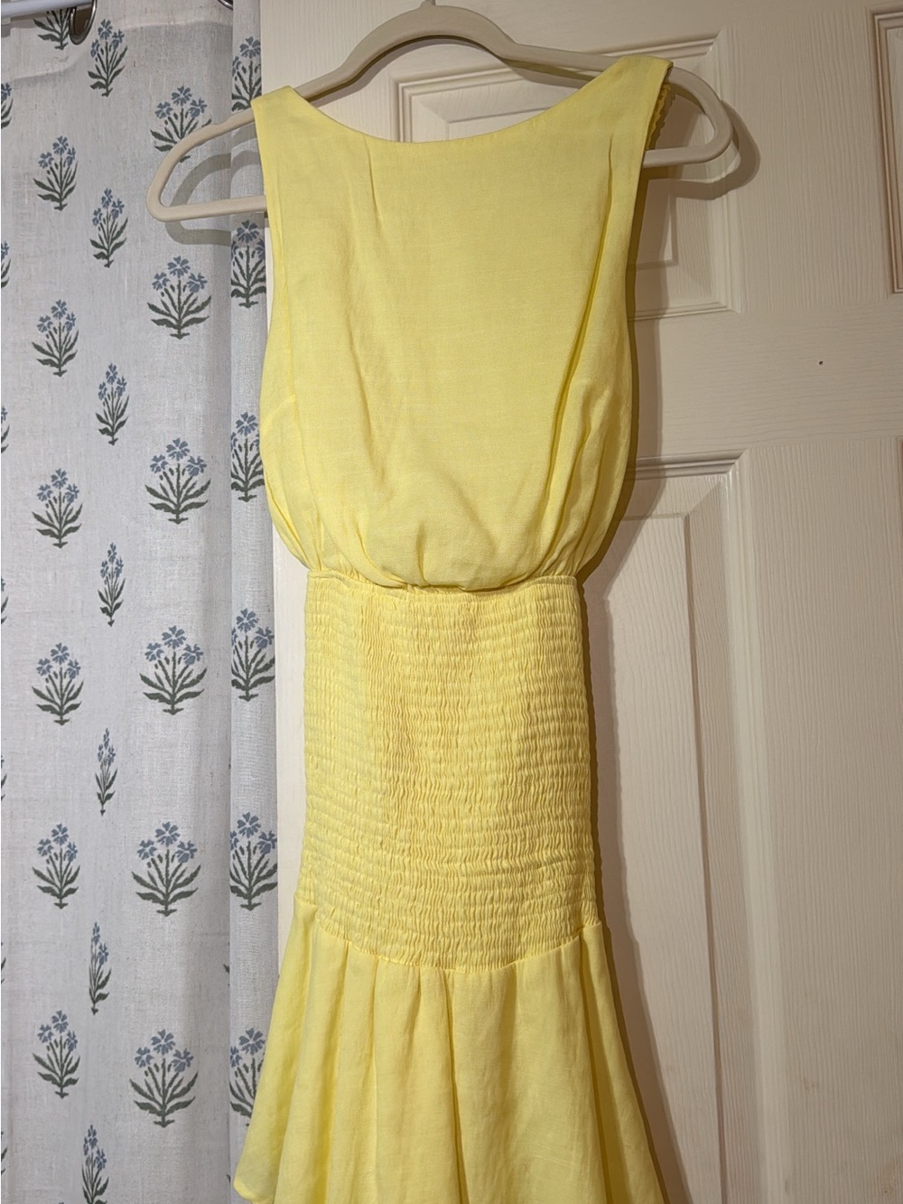 Zara Bright Yellow Smocked Waist Mini Dress